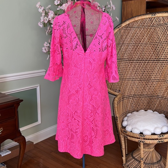 NWT Lilly Pulitzer Allyson Dress in Pink Tropics Floral Vines Lace - Picture 8 of 8